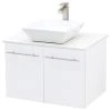 Wind Bay 24" Wall Mount Vanity, White Stone Countertop, White Embossed Texture