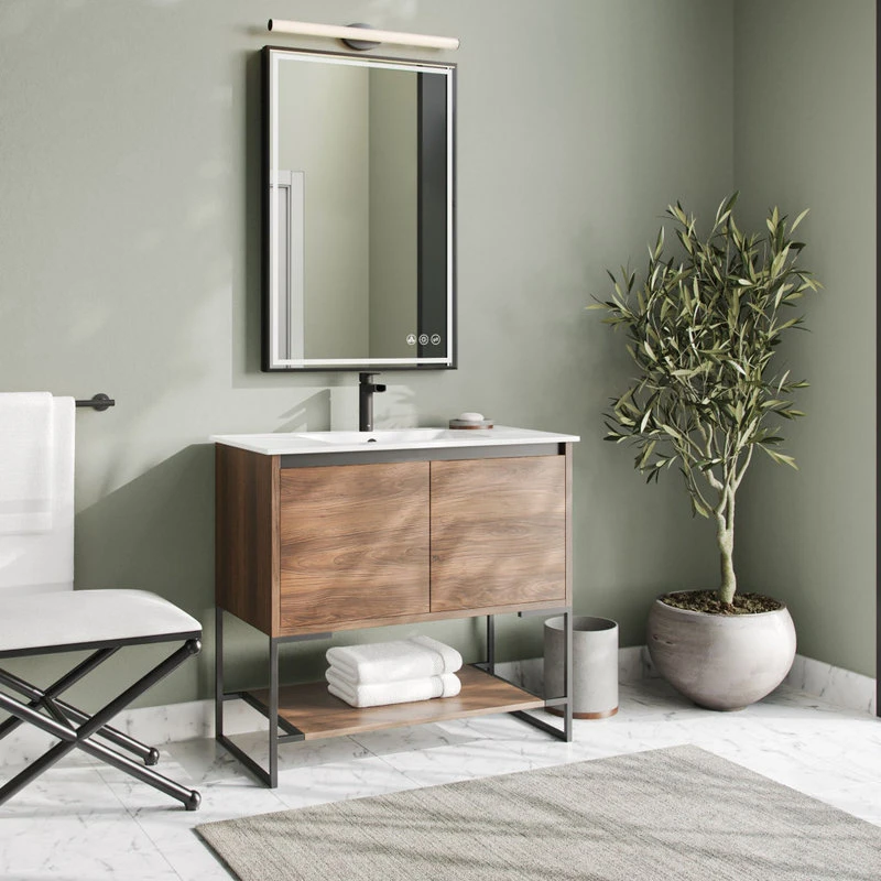 MOD Foundry Bath Vanity, Walnut, 36", Integrated Single Sink, Freestanding 4 MOD Foundry Bath Vanity, Walnut, 36", Integrated Single Sink, Freestanding - Image 2