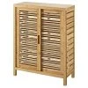 Linon Home Decor Products Bracken Two Door Floor Cabinet Natural Bamboo