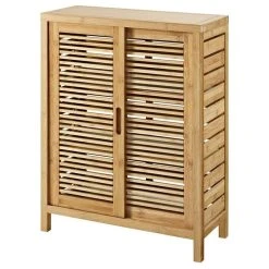 Linon Home Decor Products Bracken Two Door Floor Cabinet Natural Bamboo