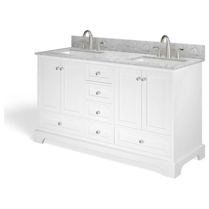 MOD Cascade Bath Vanity, White, 60", Brushed Nickel Hardware, Double, Freestanding 12 MOD Cascade Bath Vanity, White, 60", Brushed Nickel Hardware, Double, Freestanding - Image 10