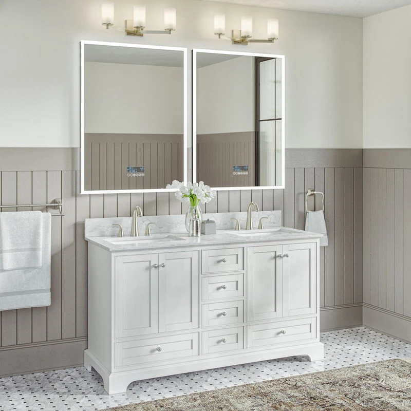 MOD Cascade Bath Vanity, White, 60", Brushed Nickel Hardware, Double, Freestanding 4 MOD Cascade Bath Vanity, White, 60", Brushed Nickel Hardware, Double, Freestanding - Image 2