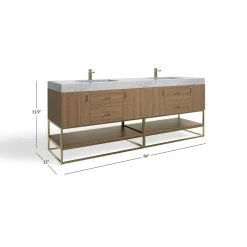 MOD Bahia Bath Vanity, Oak, 84", Brushed Gold Hardware, Double, Freestanding -Kraus Shop 857103a803c743ae 9703 w800 h800 b1 p0