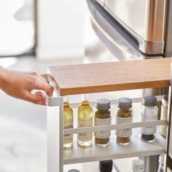 Yamazaki Home Rolling Storage Cart, Steel, Holds 26.4 Lbs, White -Kraus Shop 86212ef0025ad627 9603 w800 h800 b0 p0