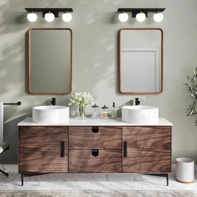 MOD Newton Bath Vanity, Walnut, 72", Double Sink, Freestanding 3 MOD Newton Bath Vanity, Walnut, 72", Double Sink, Freestanding