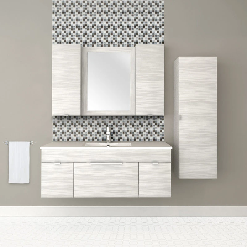 Cutler K&B Textures Floating Linen Cabinet, Contour White 5 Cutler K&B Textures Floating Linen Cabinet, Contour White - Image 3