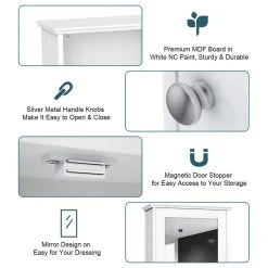 Costway New Bathroom Wall Cabinet Single Mirror Door Storage Wood Shelf White -Kraus Shop 8cf1af7800e4349e 4837 w800 h800 b1 p0