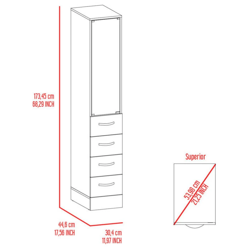 FM FURNITURE Preston Linen Cabinet, White 9 FM FURNITURE Preston Linen Cabinet, White - Image 7