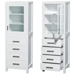 Wyndham Collection Sheffield 24" Linen Tower, White, Shelved Cabinet Storage, 4 Drawers -Kraus Shop 8f812d65003ebc57 8192 w800 h800 b1 p0