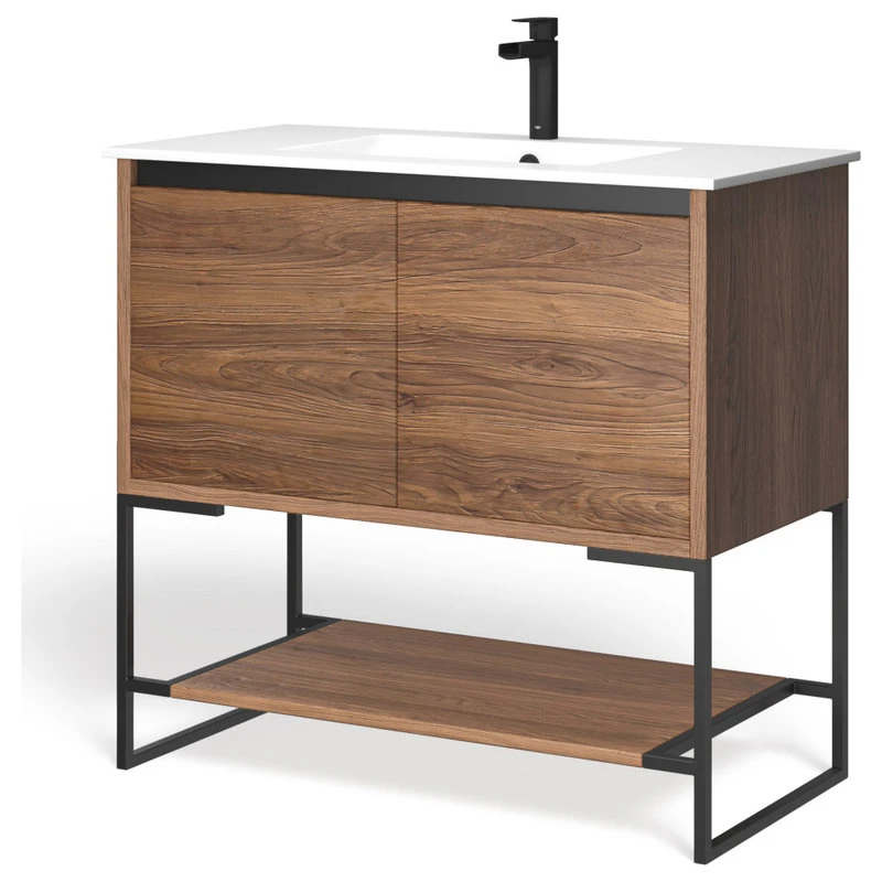 MOD Foundry Bath Vanity, Walnut, 36", Integrated Single Sink, Freestanding 12 MOD Foundry Bath Vanity, Walnut, 36", Integrated Single Sink, Freestanding - Image 10