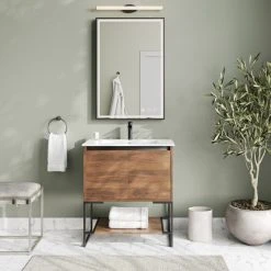 MOD Foundry Bath Vanity, Walnut, 30", Integrated Single Sink, Freestanding