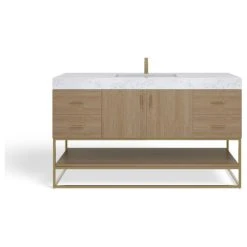 MOD Bahia Bath Vanity, Oak, 60", Brushed Gold Hardware, Single, Freestanding -Kraus Shop 9491643f03acb05c 1946 w800 h800 b1 p0