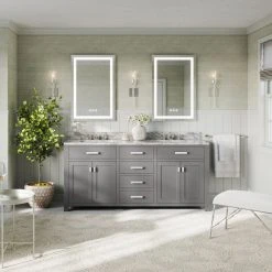 MOD The Polaris Bathroom Vanity, Double Sink, 72", Cashmere Gray, Freestanding