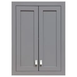 Water Creation Madison 24" W X 33" H X 8" D Bath Storage Wall Cabinet, Cashmere Grey