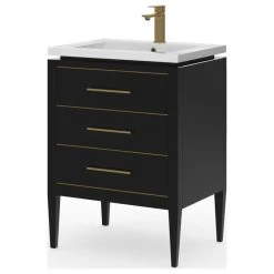 MOD Celios Bathroom Vanity, Single Sink, 24", Black With Brass Trim, Freestanding -Kraus Shop 97c1924603d05712 8460 w800 h800 b1 p0