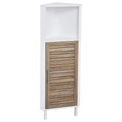 EVIDECO Storage Corner Cabinet Shelf Miami White Wood, Stockholm