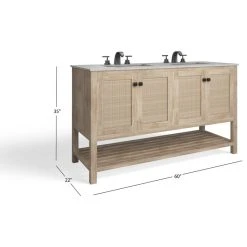MOD The Kerry Bathroom Vanity, Double Sink, 60", Natural, Freestanding -Kraus Shop 9a31321a03d99bcc 7519 w800 h800 b1 p0