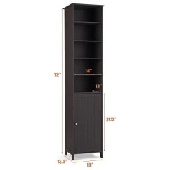 Costway 72'' Bathroom Floor Storage Cabinet Freestand Shelving Display Brown -Kraus Shop a01195b801729988 0824 w800 h800 b1 p0