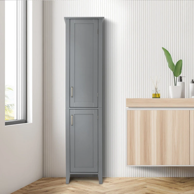 Versanora Wooden Bathroom Cabinet Linen Tower Grey 5 Versanora Wooden Bathroom Cabinet Linen Tower Grey - Image 3