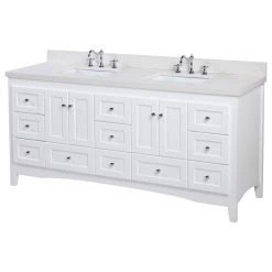 Kitchen Bath Collection Abbey 72" Double Bath Vanity, White, Quartz -Kraus Shop a3e1b4c401c50349 5041 w800 h800 b1 p0