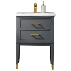 Urban Furnishing Clara 24" Single Bathroom Vanity In Gray With Porcelain Top