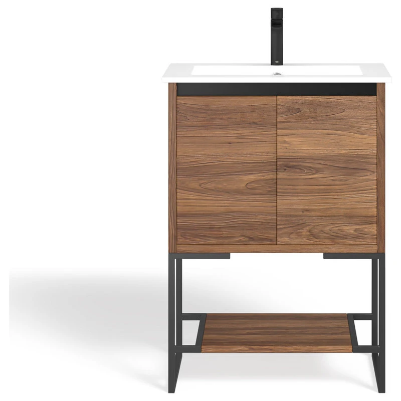 MOD Foundry Bath Vanity, Walnut, 24", Integrated Single Sink, Freestanding 11 MOD Foundry Bath Vanity, Walnut, 24", Integrated Single Sink, Freestanding - Image 9