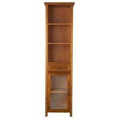 Elegant Home Fashions Wooden Bathroom Tall Linen Storage Cabinet