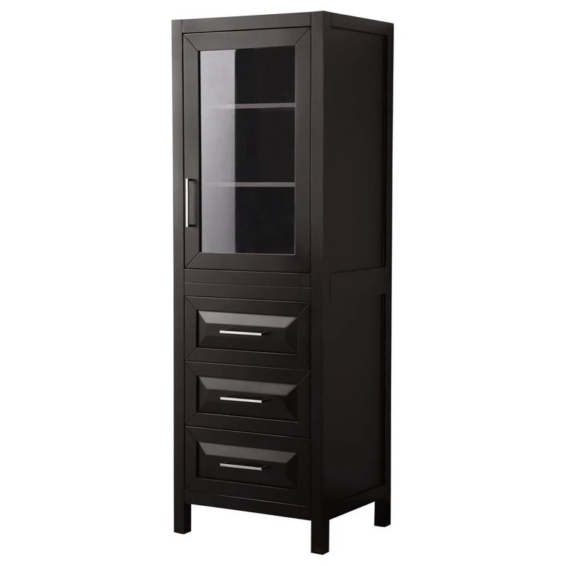 Wyndham Collection Daria Linen Tower In Dark Espresso With Chrome Trim & Shelved Cabinet Storage 3 Wyndham Collection Daria Linen Tower In Dark Espresso With Chrome Trim & Shelved Cabinet Storage