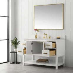 Urban Furnishing Henry Bathroom Sink Vanity Set, Carrara White Quartz Top, Base: White, 48" 23 Urban Furnishing Henry Bathroom Sink Vanity Set, Carrara White Quartz Top, Base: White, 48" -Kraus Shop a661850802619845 6437 w800 h800 b0 p0