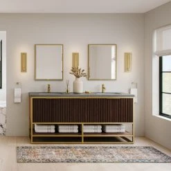 MOD The Malone Bathroom Vanity, Double Sink, 72", Light Walnut, Freestanding