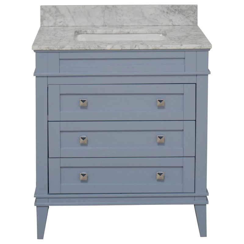 Kitchen Bath Collection Eleanor 30" Bathroom Vanity, Powder Blue, Carrara Marble Top 7 Kitchen Bath Collection Eleanor 30" Bathroom Vanity, Powder Blue, Carrara Marble Top - Image 5