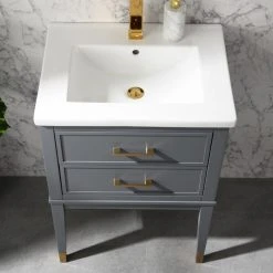Urban Furnishing Clara 24" Single Bathroom Vanity In Gray With Porcelain Top -Kraus Shop a90138190efd028e 2576 w800 h800 b0 p0