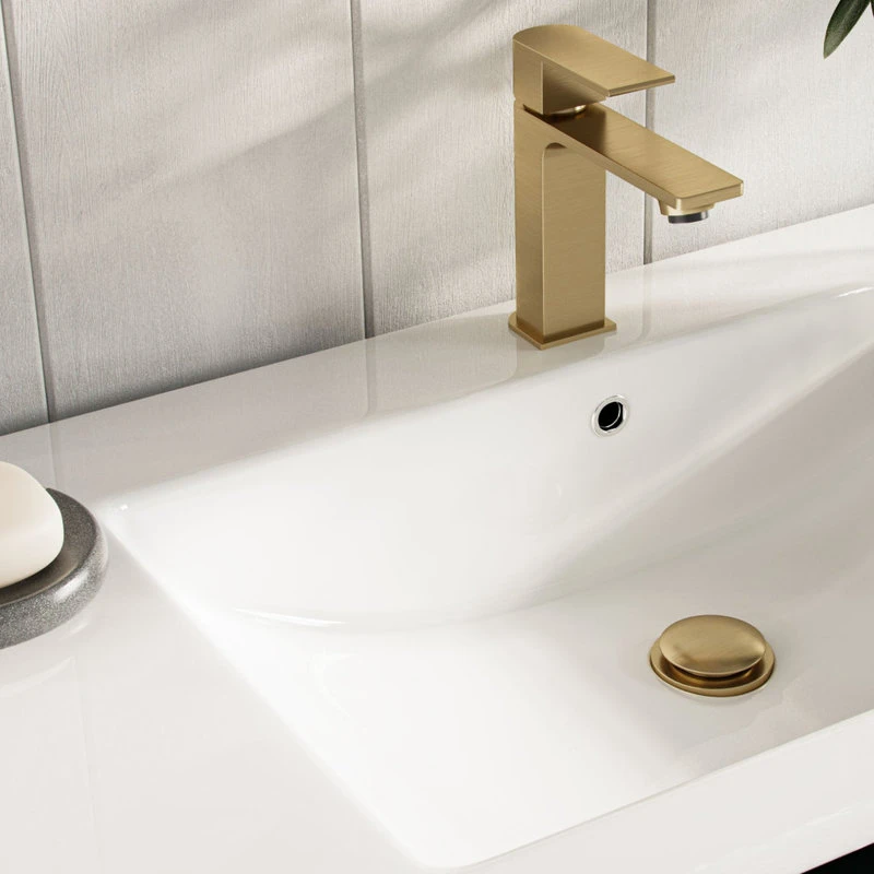 MOD Celios Bathroom Vanity, Single Sink, 36", Black With Brass Trim, Freestanding 6 MOD Celios Bathroom Vanity, Single Sink, 36", Black With Brass Trim, Freestanding - Image 4