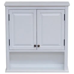 Bolton Furniture, Inc. Dorset 27"W X 29"H Wall Mounted Bath Storage Cabinet, Two Doors/Open Shelf