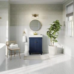 MOD The Monroe Bathroom Vanity, Single Sink, 24", Blue, Freestanding