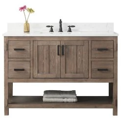 Urban Furnishing Harvey Farmhouse Bathroom Sink Vanity Brown Spruce, 48"