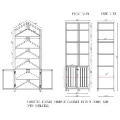 Bolton Furniture, Inc. Dover 25"W X 68"H Corner Storage Cabinet, 2 Doors And Open Shelving -Kraus Shop b531735901f43649 7479 w800 h800 b1 p0