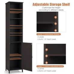 Costway 72'' Bathroom Floor Storage Cabinet Freestand Shelving Display Brown -Kraus Shop b5d186f201729985 0824 w800 h800 b1 p0