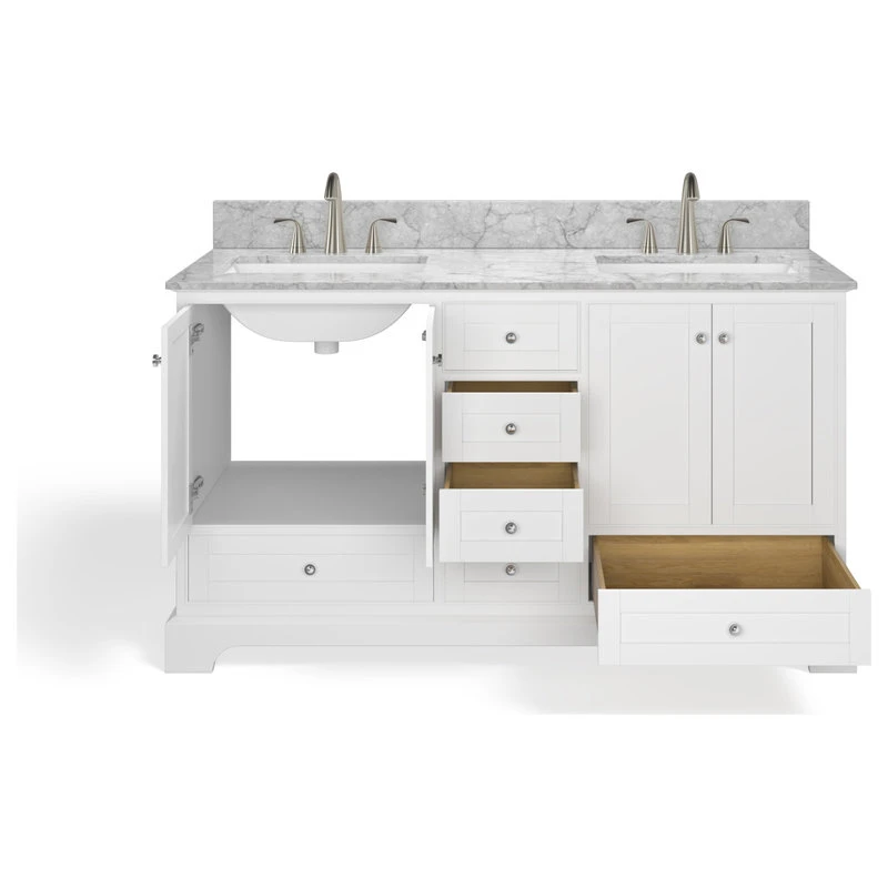 MOD Cascade Bath Vanity, White, 60", Brushed Nickel Hardware, Double, Freestanding 14 MOD Cascade Bath Vanity, White, 60", Brushed Nickel Hardware, Double, Freestanding - Image 12