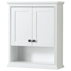 Wyndham Collection Deborah Over-The-Toilet Bathroom Wall-Mounted Storage Cabinet, White, Trim
