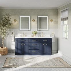 MOD The Jazz Bathroom Vanity, Double Sink, 72", Blue, Freestanding