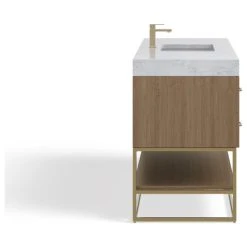 MOD Bahia Bath Vanity, Oak, 60", Brushed Gold Hardware, Single, Freestanding -Kraus Shop bdb13adf03acb060 1946 w800 h800 b1 p0