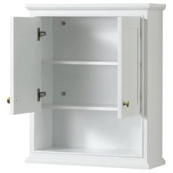 Wyndham Collection Deborah Over-The-Toilet Wall-Mounted Storage Cabinet, White, Brushed Gold Trim -Kraus Shop be3167d102b0d302 2346 w800 h800 b1 p0