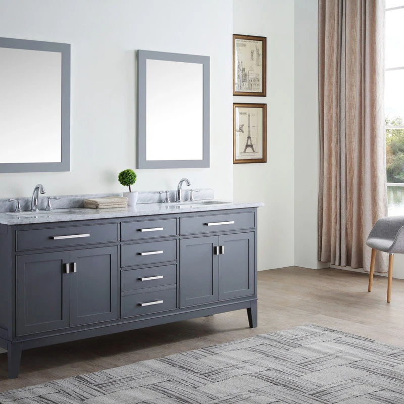 Ari Kitchen & Bath Danny 72" Double Bathroom Vanity In Maple Gray With Italian Carrara Marble Top 8 Ari Kitchen & Bath Danny 72" Double Bathroom Vanity In Maple Gray With Italian Carrara Marble Top - Image 6