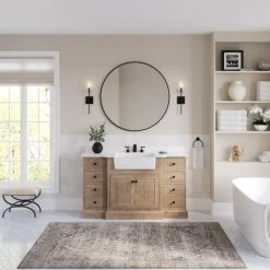 MOD Fermo Bath Vanity, Weathered Fir, 60", Stone Top, Single Sink, Freestanding