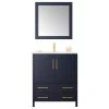 Legion Furniture Looking Glass 30" Single Bathroom Vanity In Blue With White Carrara Marble Top With Mirror