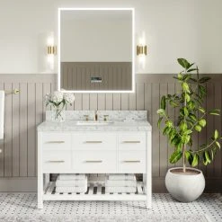 MOD Arcadia Bath Vanity, White, 48", Gold Hardware, Single, Freestanding -Kraus Shop c1b1f49803addb5f 2019 w800 h800 b0 p0