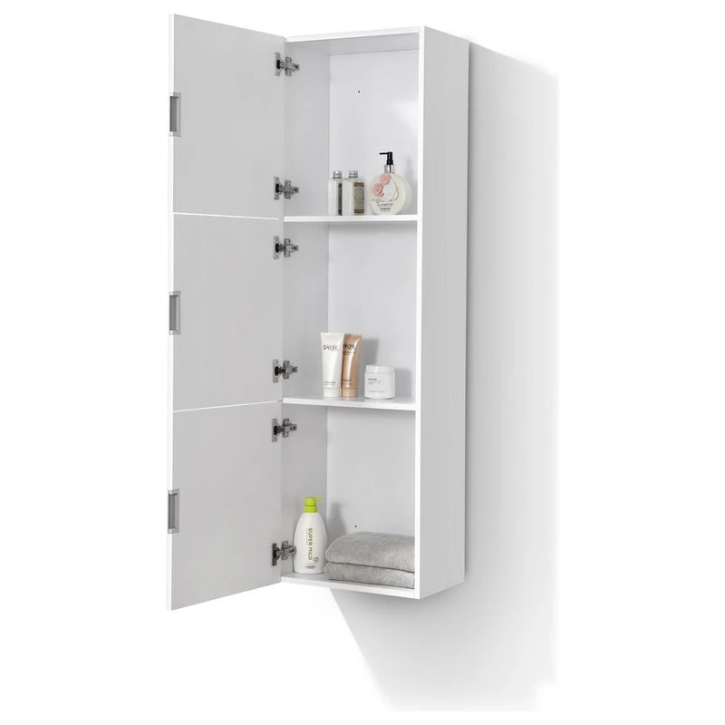 KUBEBATH 18" Wide By 59" High Linen Side Cabinet With Three Doors, Gloss White Finish 6 KUBEBATH 18" Wide By 59" High Linen Side Cabinet With Three Doors, Gloss White Finish - Image 4