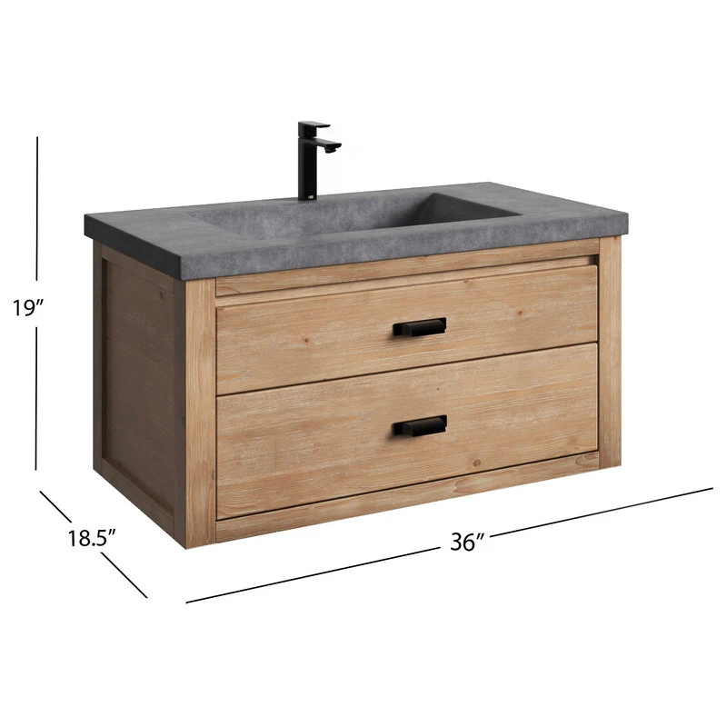 MOD The Stowe Bathroom Vanity, Weathered Fir, 36", Single Sink, Wall Mounted 10 MOD The Stowe Bathroom Vanity, Weathered Fir, 36", Single Sink, Wall Mounted - Image 8