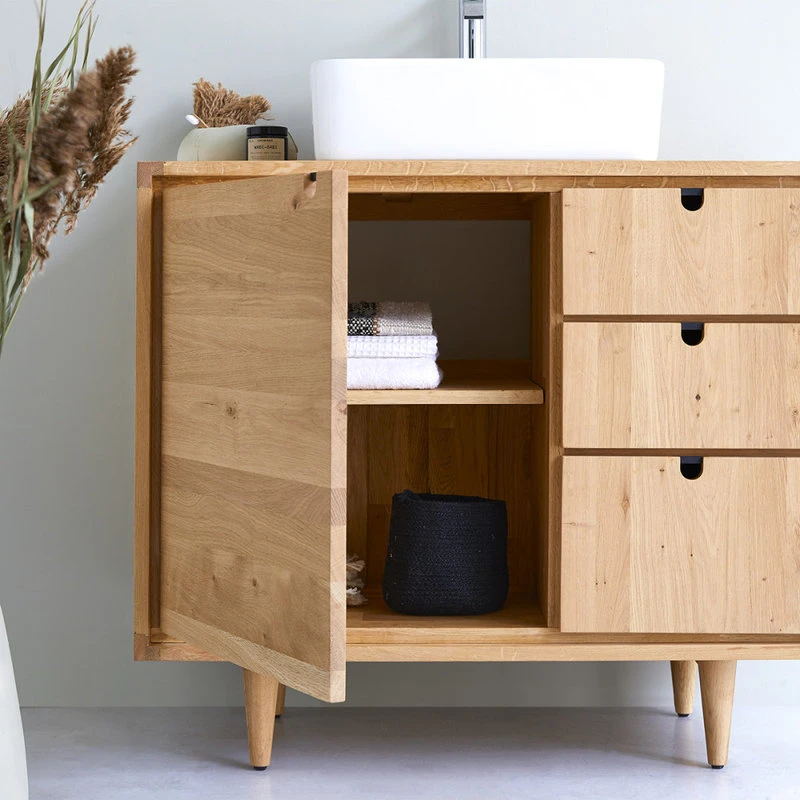 Contemporary Oak Single Vanity Unit | Tikamoon Jonàk 6 Contemporary Oak Single Vanity Unit | Tikamoon Jonàk - Image 4